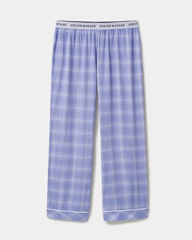 Soft Brushed Woven Pyjama Bottoms - Blue Check sold by Stripe & Stare