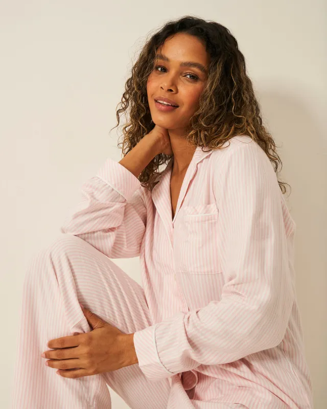 Soft Brushed Woven Pyjama Top - Pink Stripe sold by Stripe & Stare