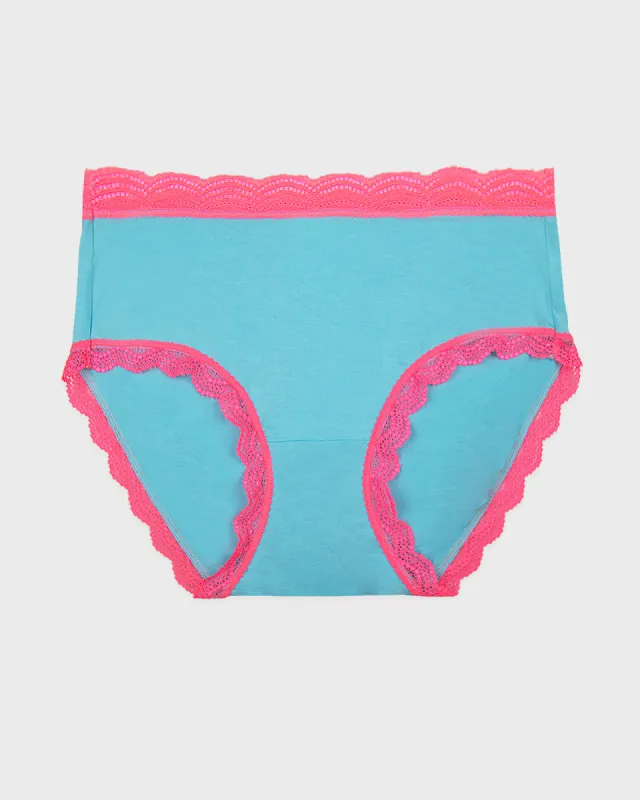 High Rise Knicker - Electric Neon Turquoise and Pink sold by Stripe & Stare