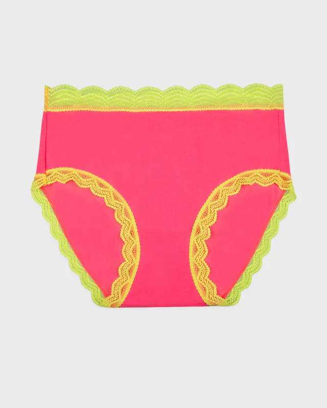 High Rise Knicker - Electric Neon Pink and Yellow sold by Stripe & Stare
