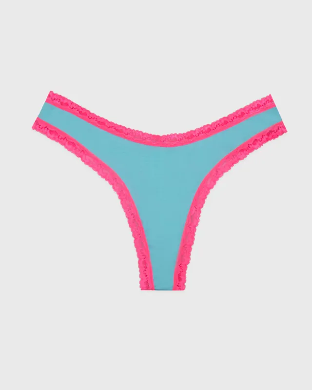 Thong - Electric Neon Turquoise and Pink sold by Stripe & Stare