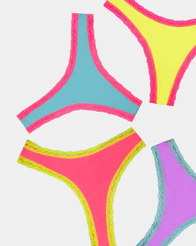 Thong Four Pack - Electric Neon sold by Stripe & Stare
