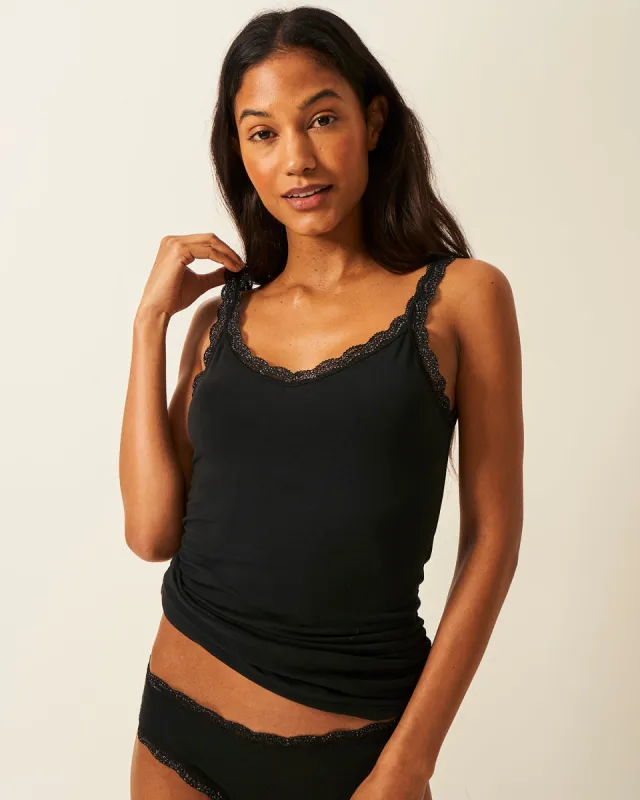 Lace Cami - Black Sparkle Lace sold by Stripe & Stare