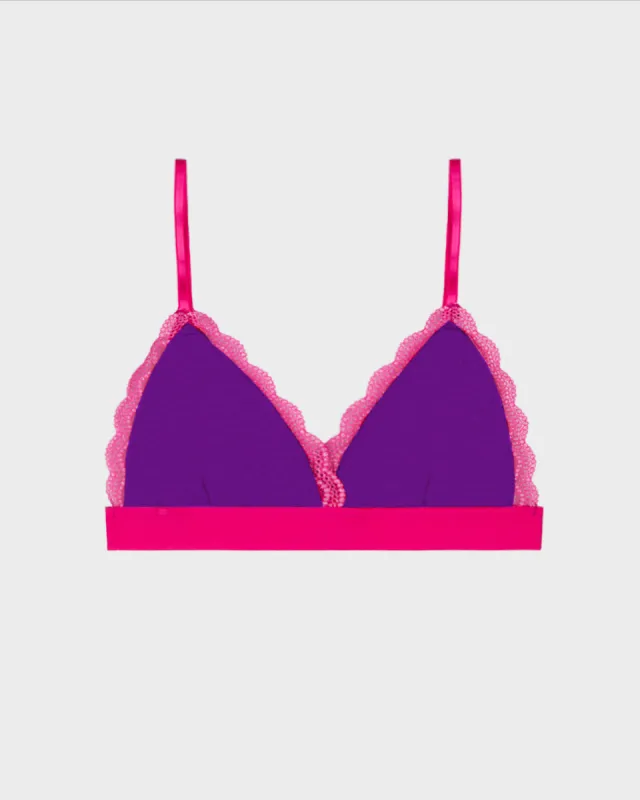 Lace Bralette - Plum & Raspberry Sparkle Lace sold by Stripe & Stare