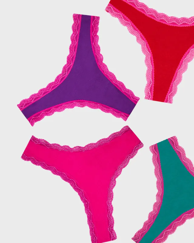 Thong Four Pack - Sparkle Lace sold by Stripe & Stare