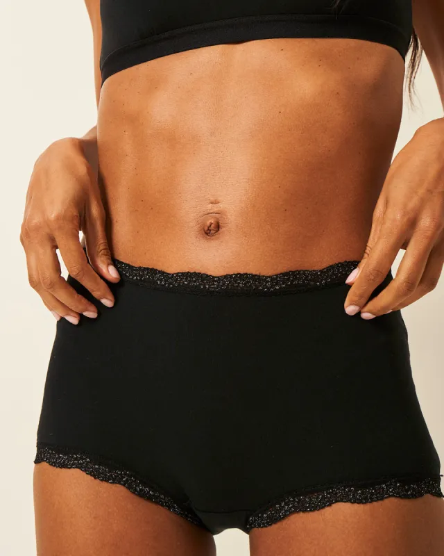 Hipster Knickers - Black Sparkle Lace sold by Stripe & Stare