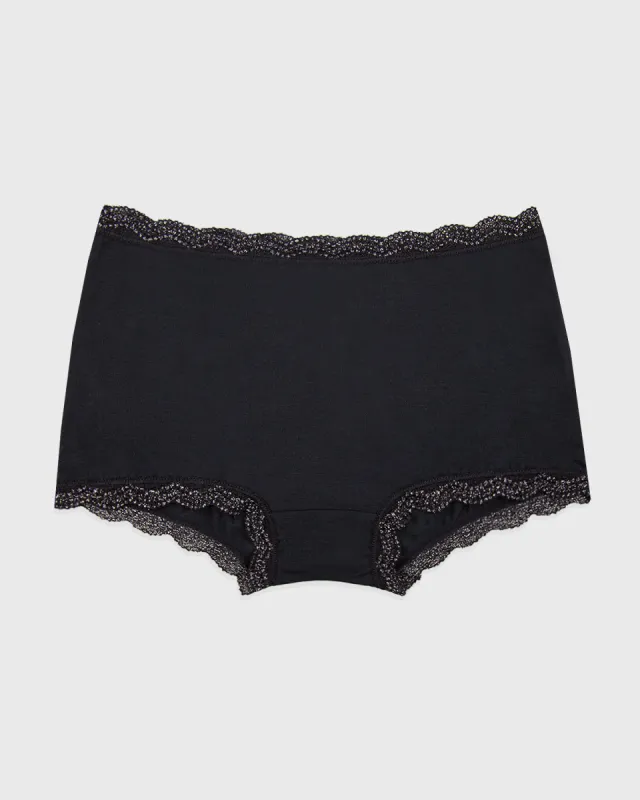 Hipster Knicker - Black Sparkle Lace sold by Stripe & Stare
