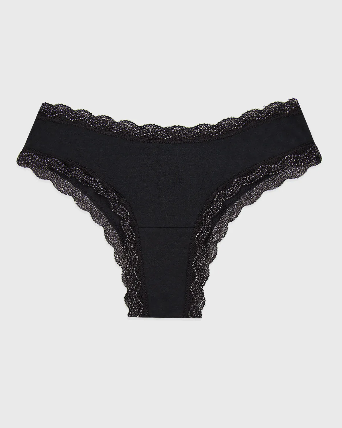 Brazilian Knicker - Black Sparkle Lace sold by Stripe & Stare