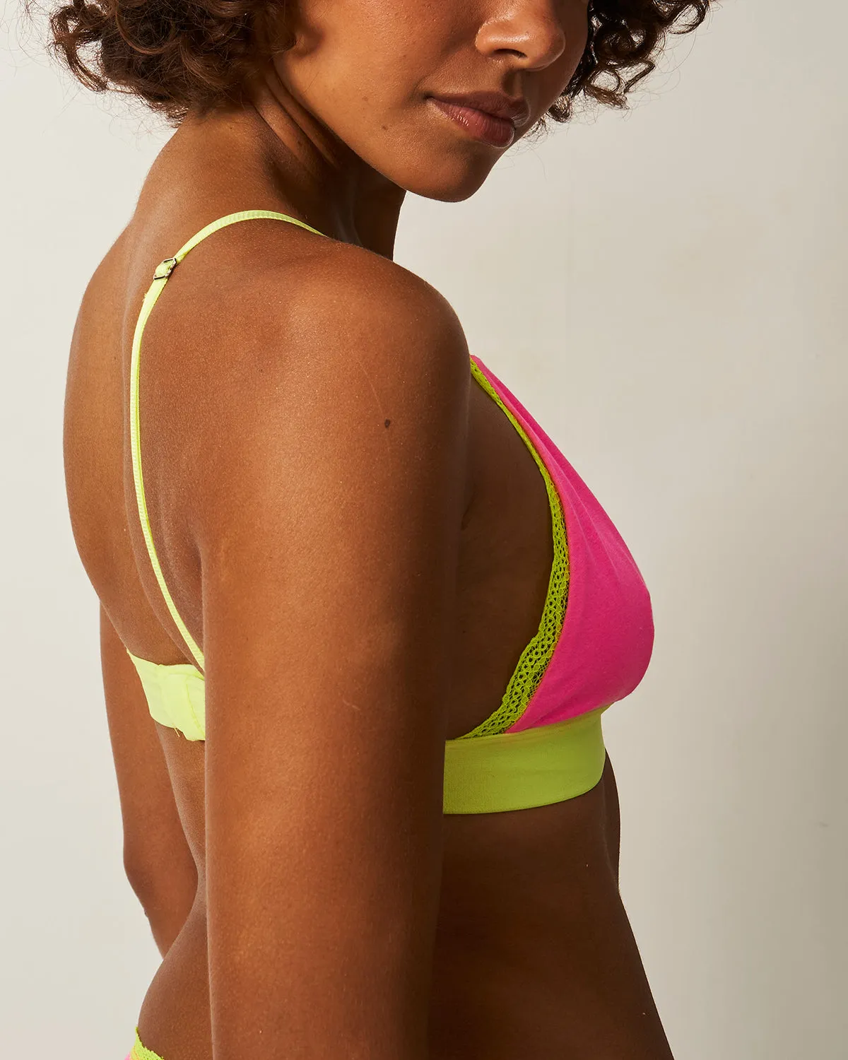 Lace Bralette - Hot Pink and Yellow sold by Stripe & Stare product image thumbnail 5