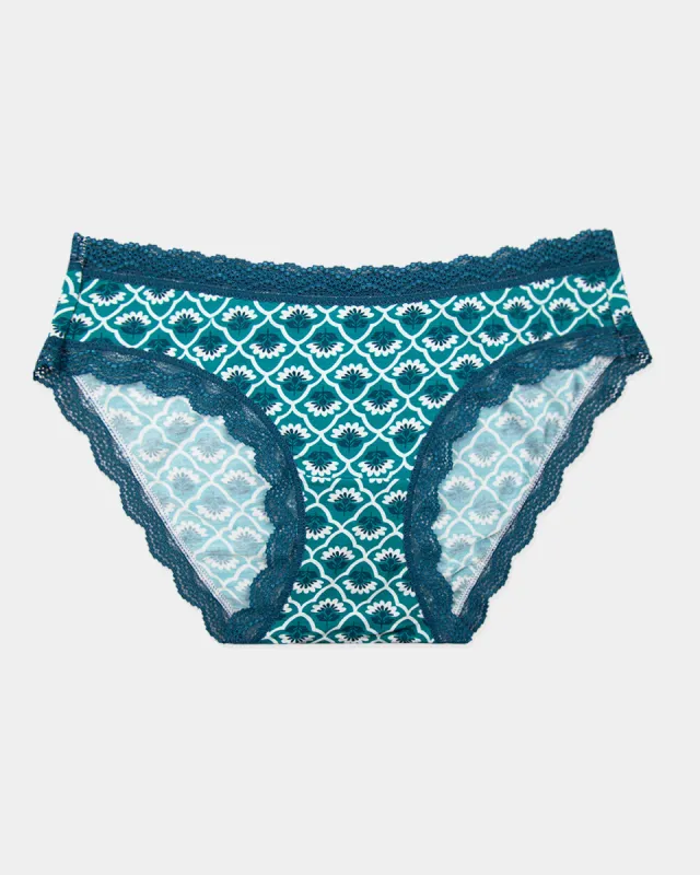 The Original Knicker - Teal Floral Tile sold by Stripe & Stare