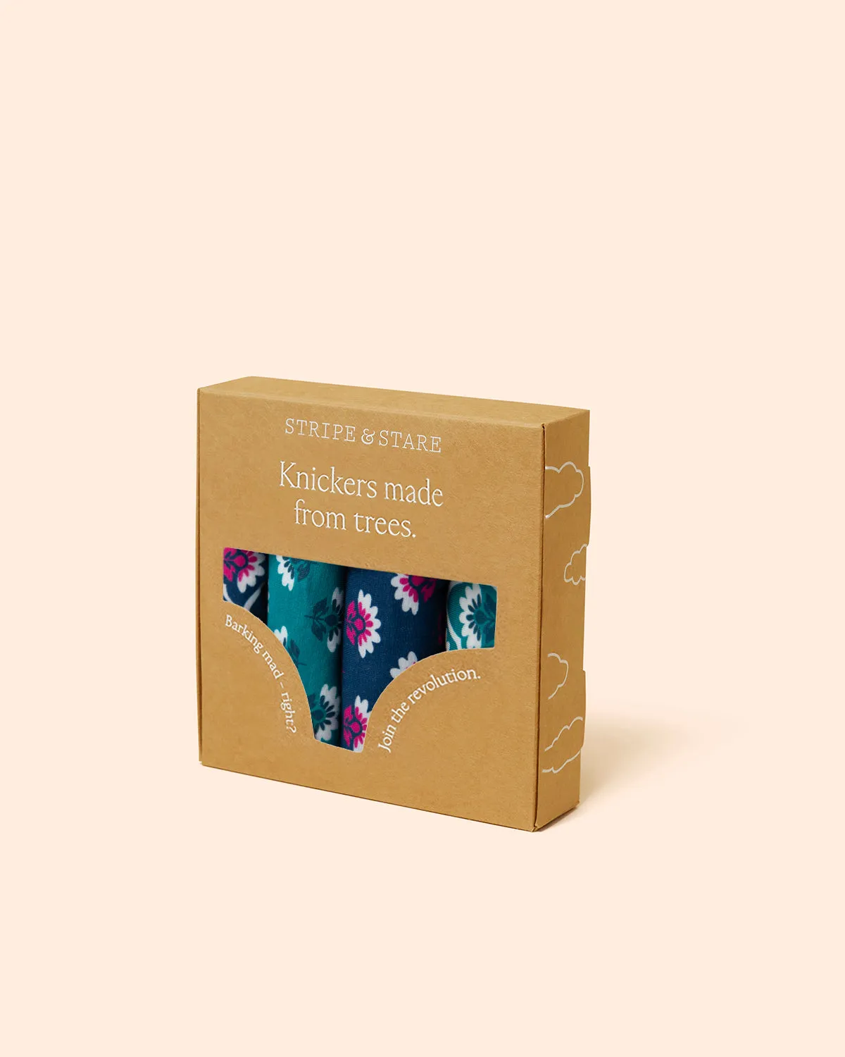 The Original Knicker Four Pack - Teal Floral Tile sold by Stripe & Stare product image thumbnail 2