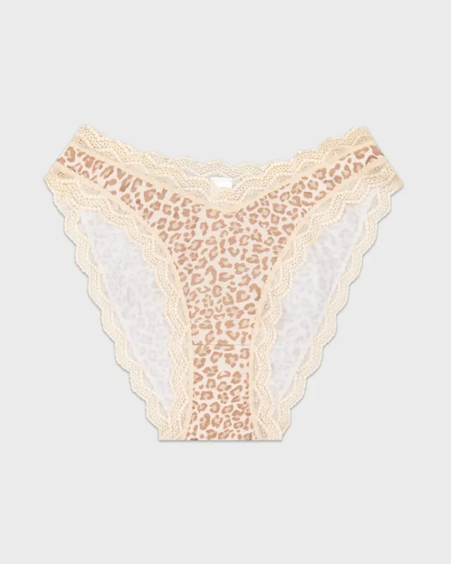 Dipped Tanga Knicker - Sand Leopard sold by Stripe & Stare