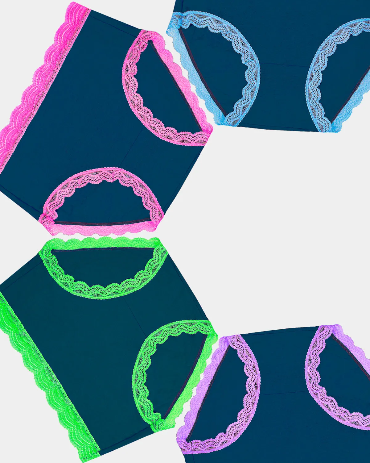 High Rise Knickers Four Pack - Midnight Neon sold by Stripe & Stare