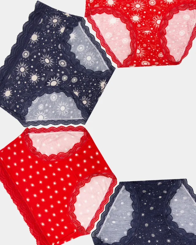 High Rise Knickers Four Pack - Starlight sold by Stripe & Stare