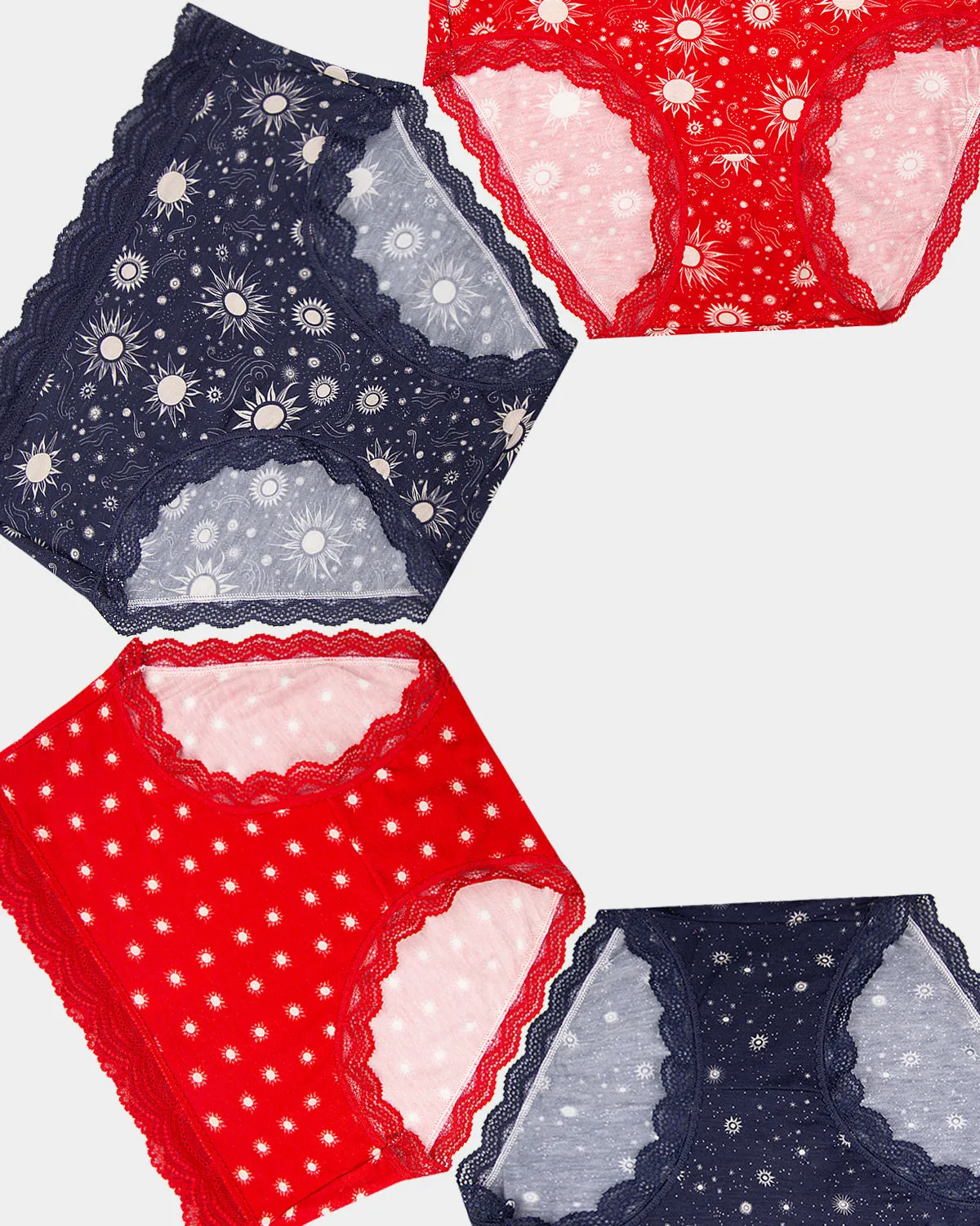 High Rise Knickers Four Pack - Starlight sold by Stripe & Stare