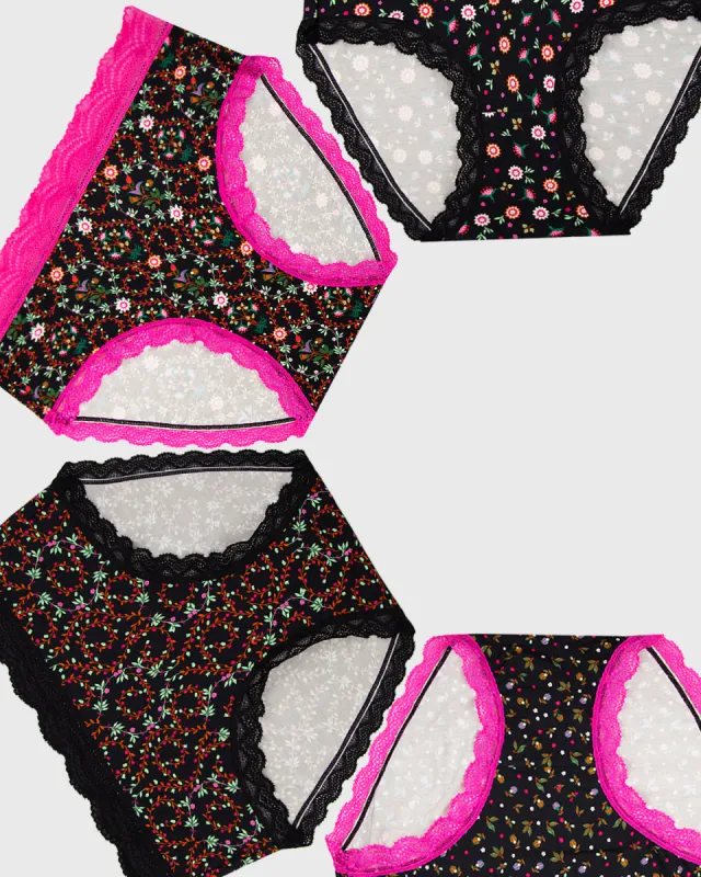 High Rise Knickers Four Pack - Winter Garden sold by Stripe & Stare