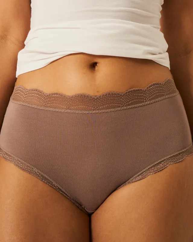 High Rise Knickers - Taupe sold by Stripe & Stare