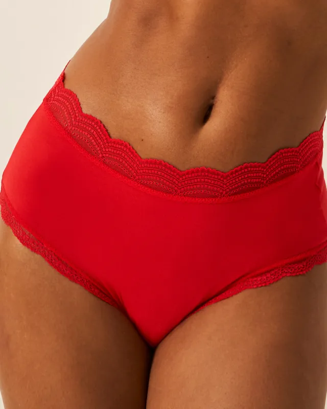 High Rise Knickers - Red sold by Stripe & Stare