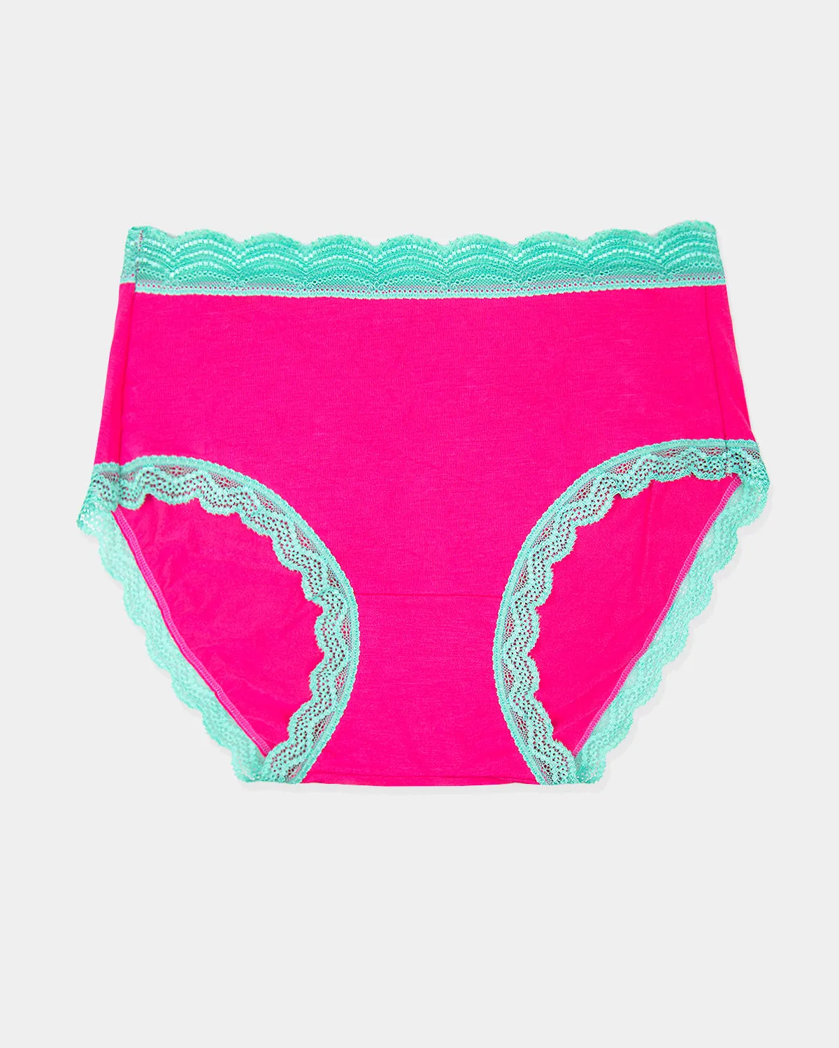High Rise Knickers - Raspberry and Neon Mint sold by Stripe & Stare product image thumbnail 3