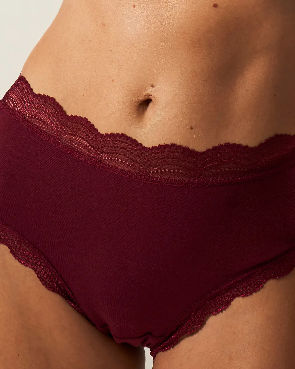 High Rise Knickers - Rouge sold by Stripe & Stare