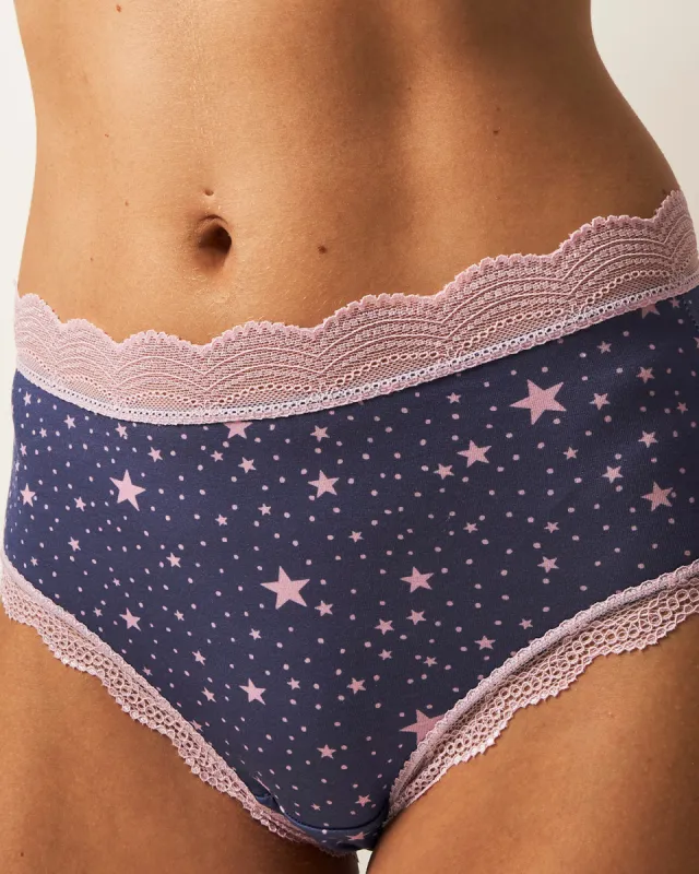High Rise Knickers - Indigo and Pirouette Stars sold by Stripe & Stare