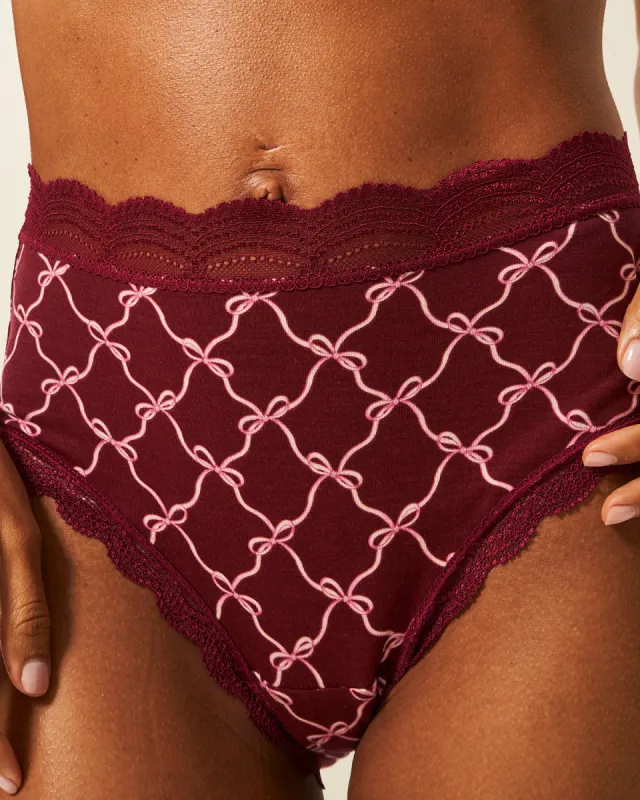 High Rise Knickers - Rouge Bow sold by Stripe & Stare
