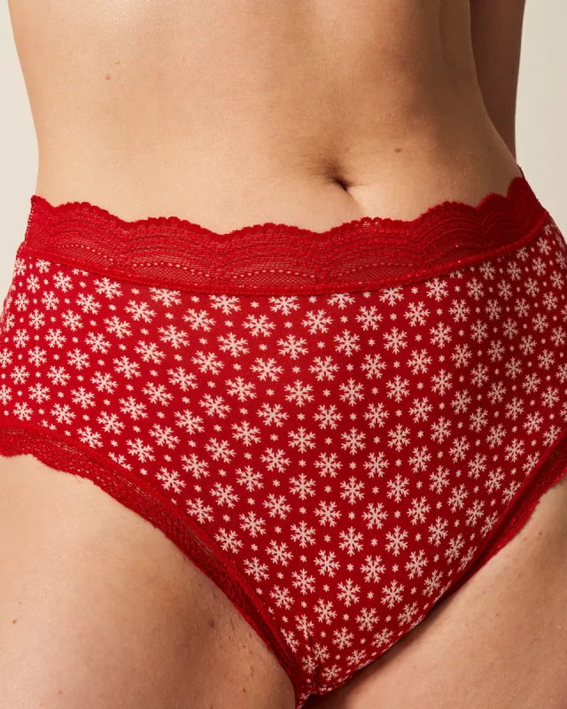 High Rise Knickers - Snowflakes sold by Stripe & Stare