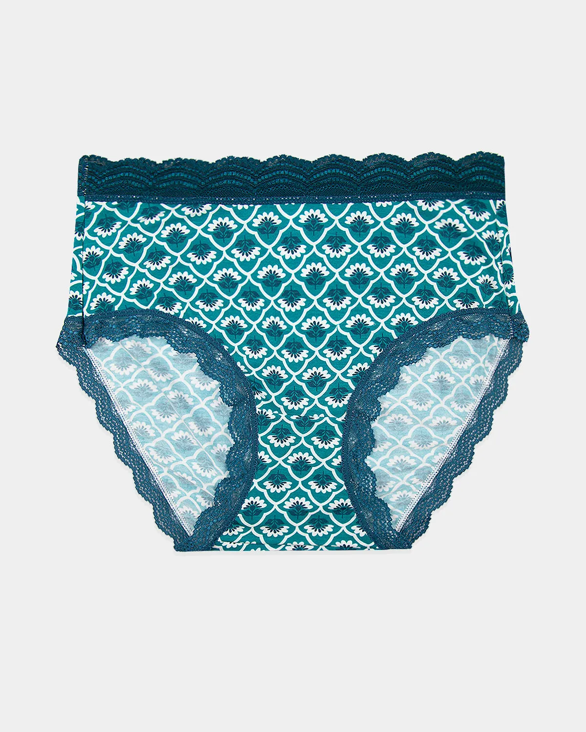 High Rise Knickers - Teal Floral Tile sold by Stripe & Stare product image thumbnail 3