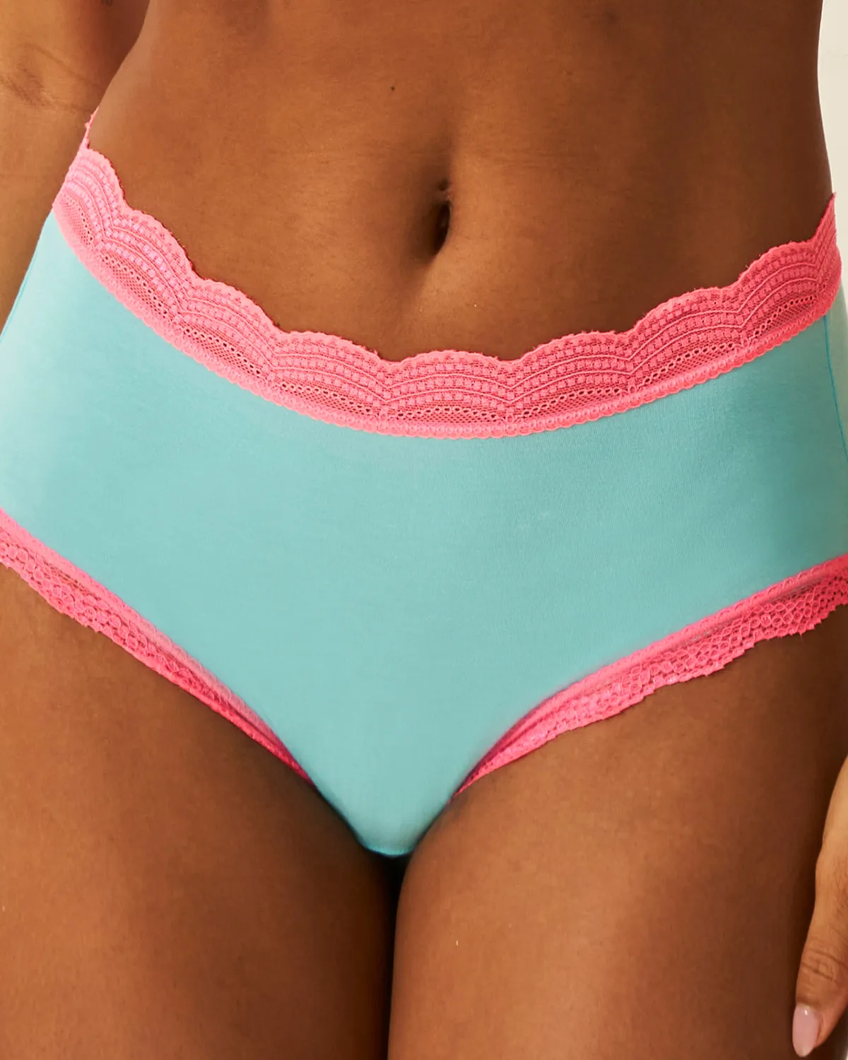 High Rise Knickers - Electric Neon Turquoise and Pink sold by Stripe & Stare