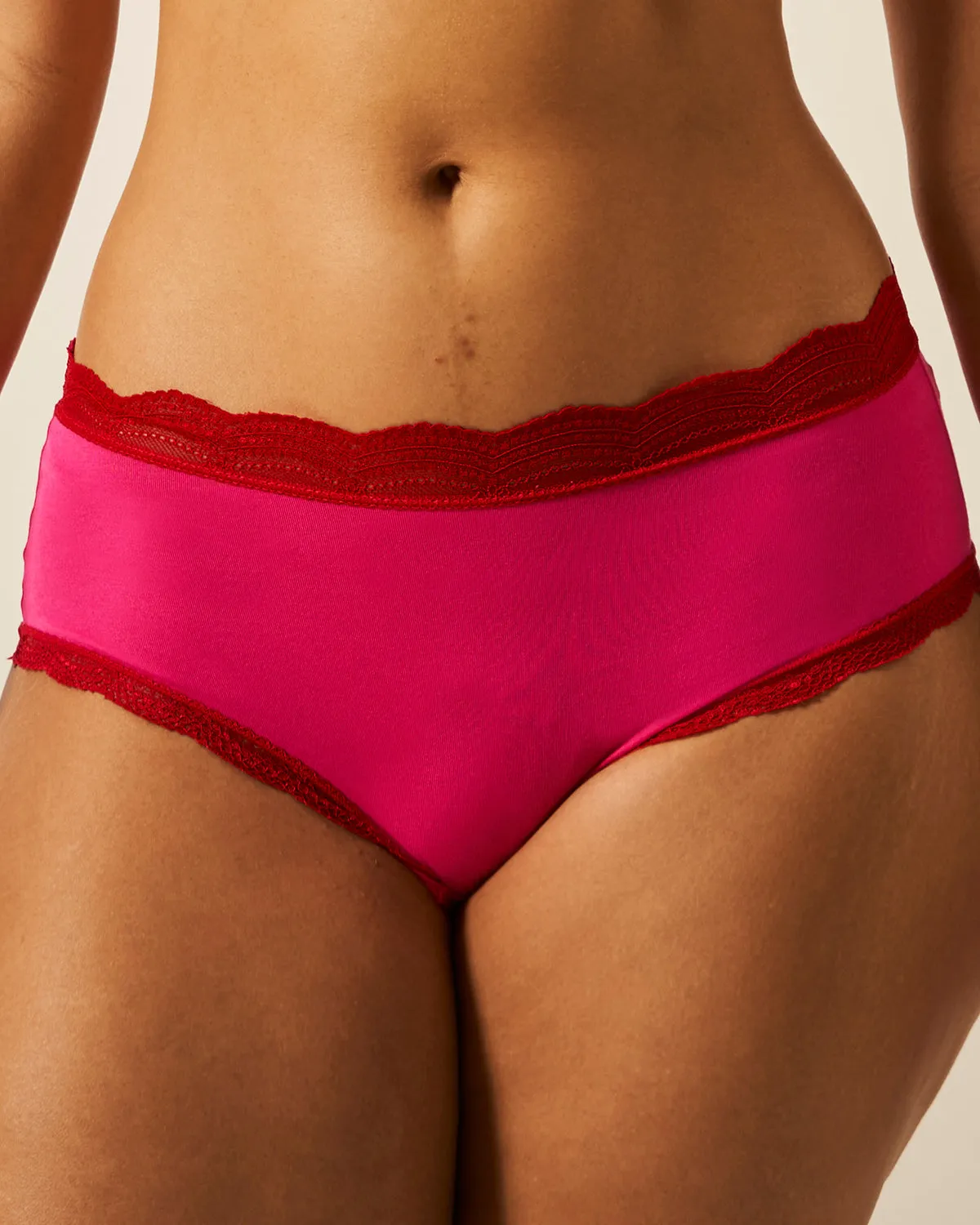 High Rise Knickers - Raspberry and Scarlet sold by Stripe & Stare