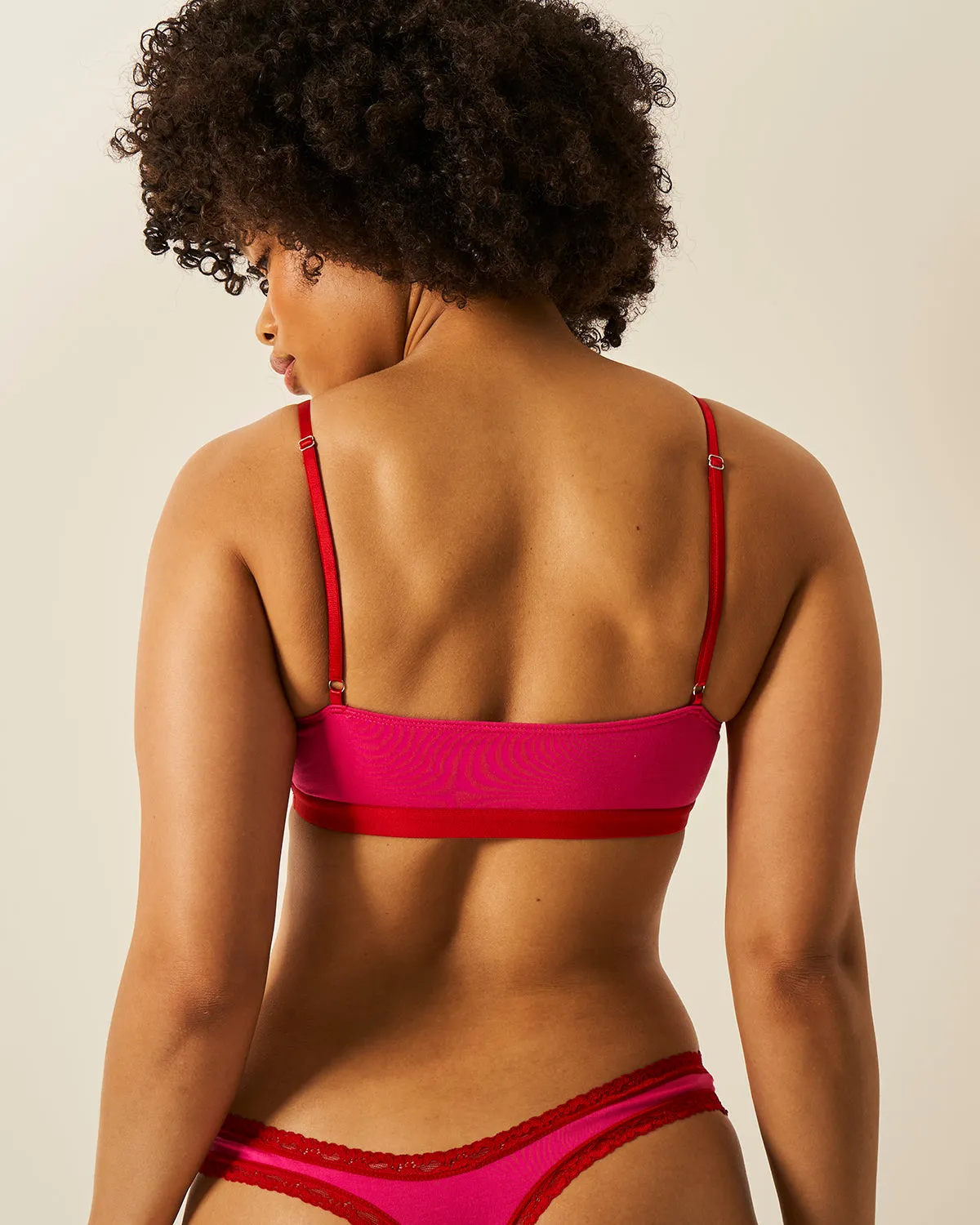 Lace Square Bra - Raspberry and Scarlet sold by Stripe & Stare product image thumbnail 4