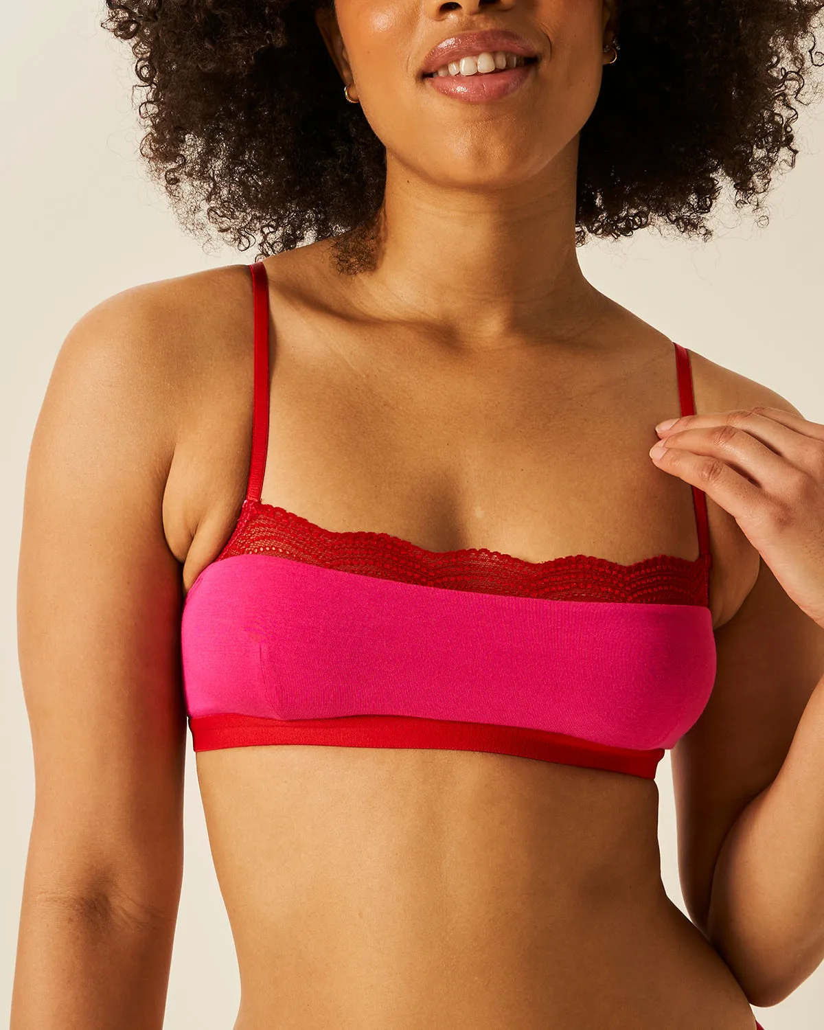 Lace Square Bra - Raspberry and Scarlet sold by Stripe & Stare