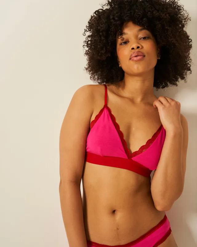Lace Bralette - Raspberry and Scarlet sold by Stripe & Stare