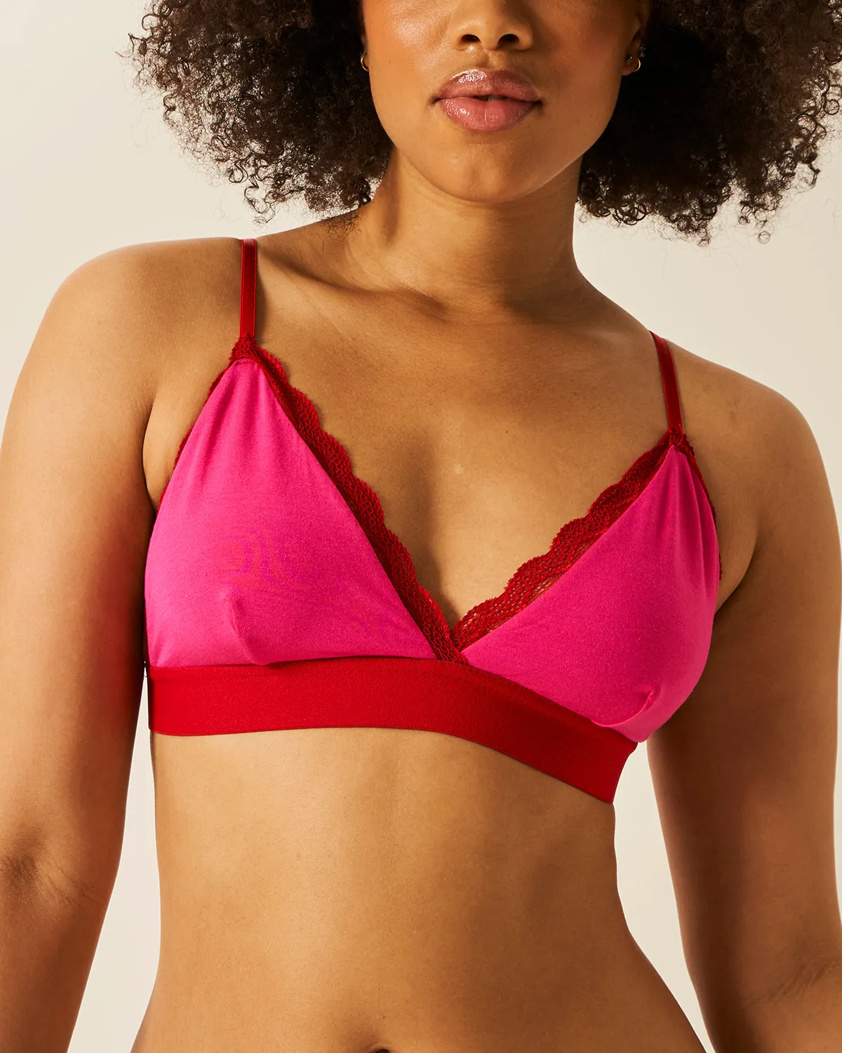 Lace Bralette - Raspberry and Scarlet sold by Stripe & Stare product image thumbnail 3