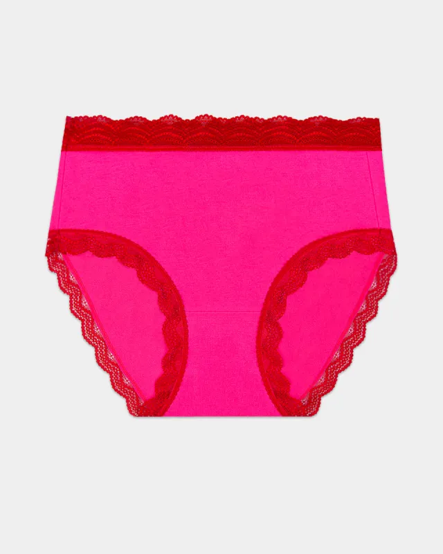 High Rise Knicker - Raspberry and Scarlet sold by Stripe & Stare