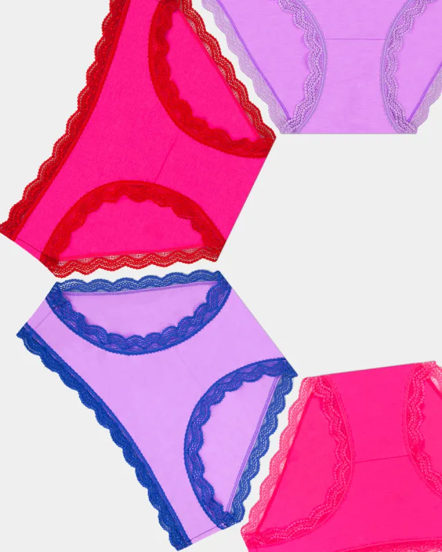 The Original Knicker Four Pack - Pinks & Purples sold by Stripe & Stare