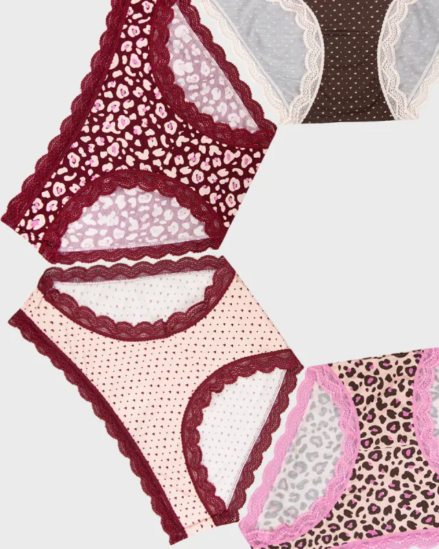 The Original Knickers Four Pack - Rouge Leopard sold by Stripe & Stare