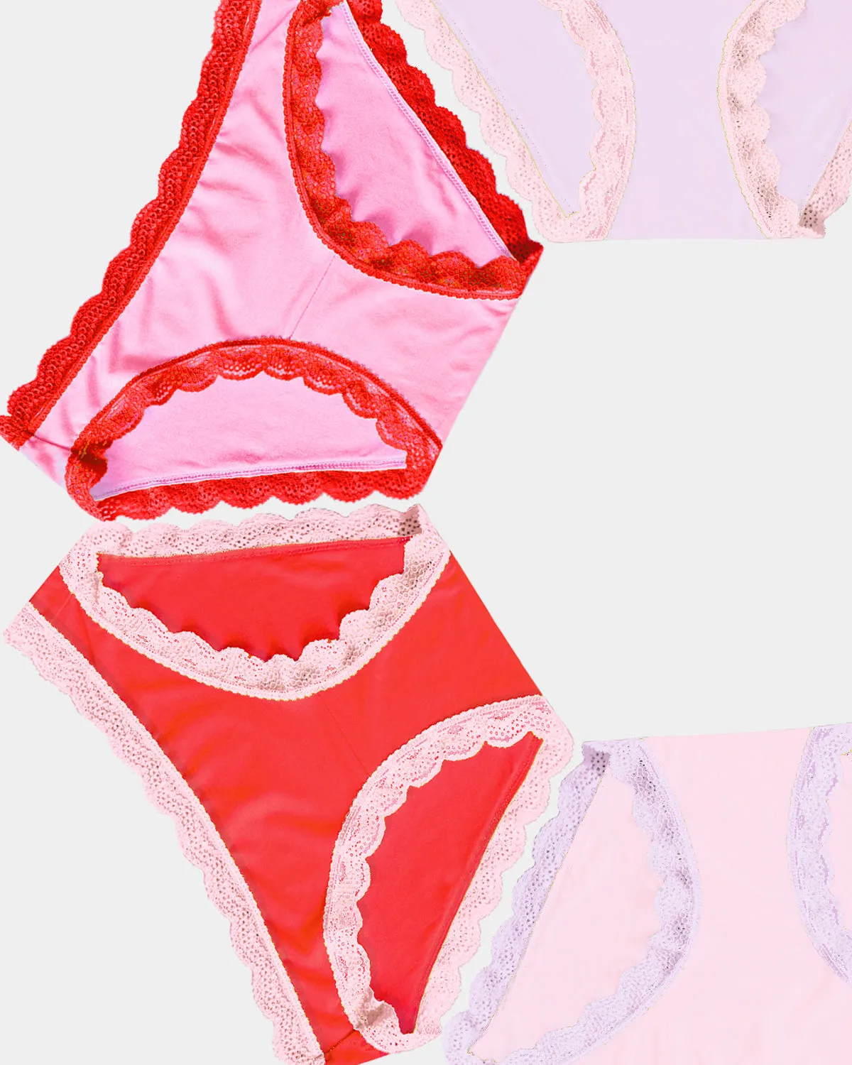 The Original Knickers Four Pack - Pink and Red Contrast sold by Stripe & Stare