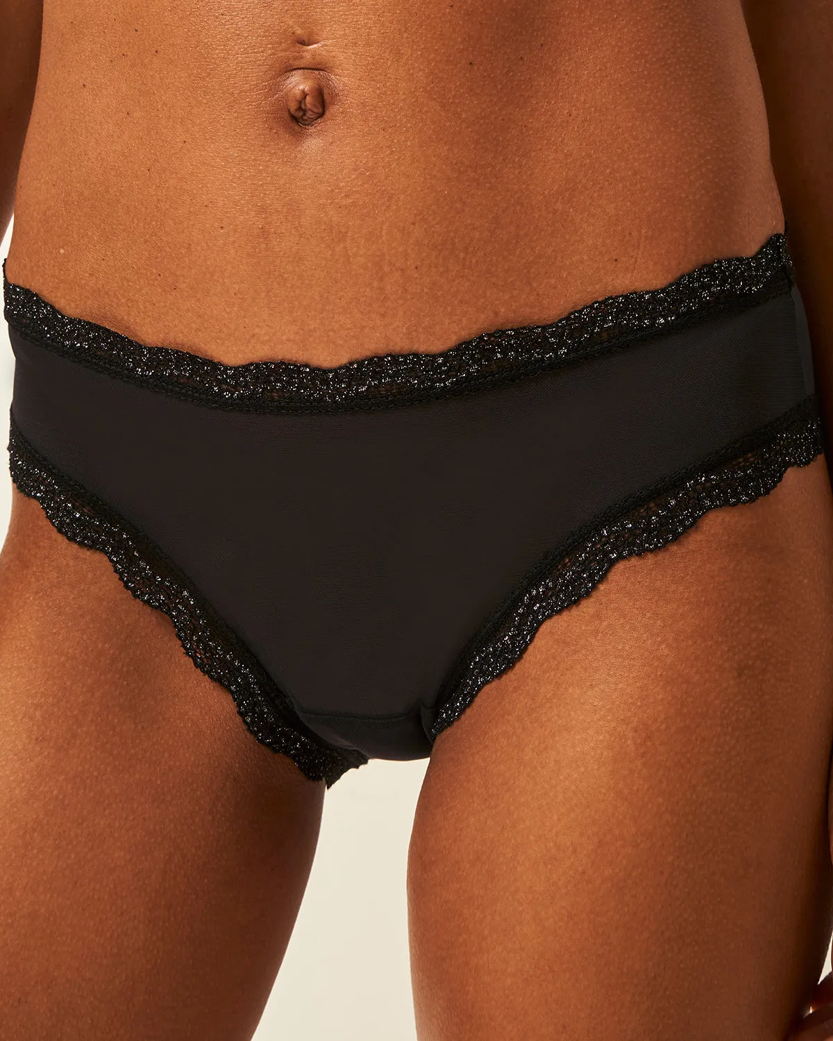 Mesh Original Knickers - Black Sparkle Lace sold by Stripe & Stare