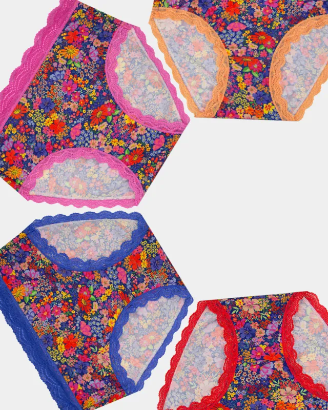 High Rise Knickers Four Pack - Full Bloom sold by Stripe & Stare
