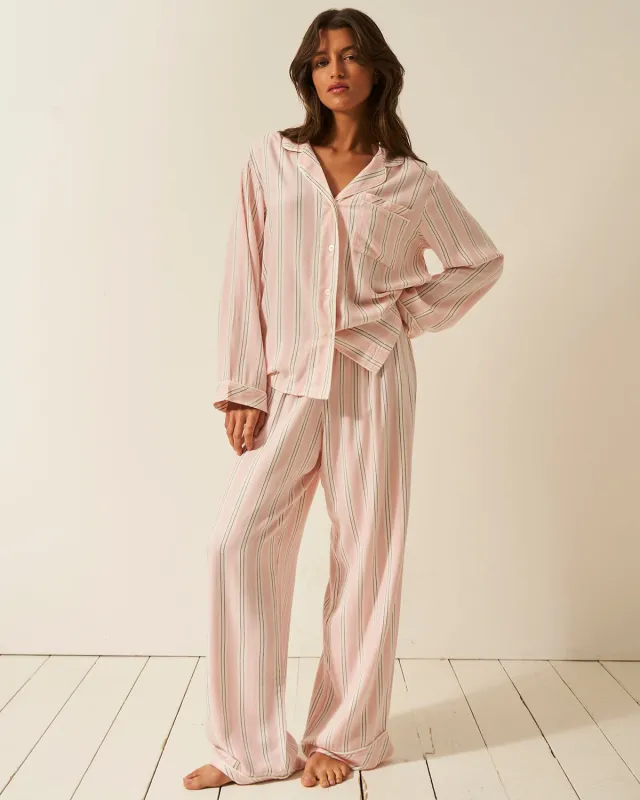 Soft Brushed Woven Pyjama Bottoms - Barneby Gates Pink sold by Stripe & Stare