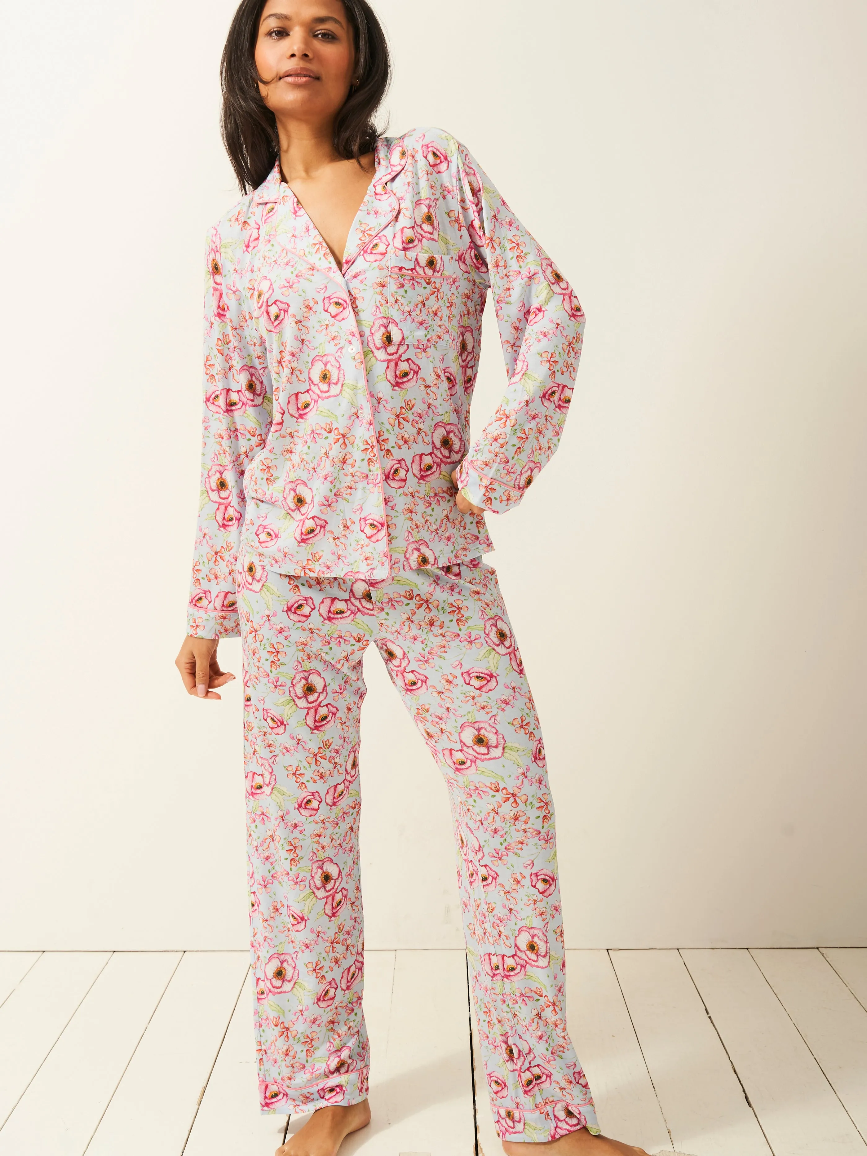 Long Pyjama Set - Pastel Poppy sold by Stripe & Stare product image thumbnail 4