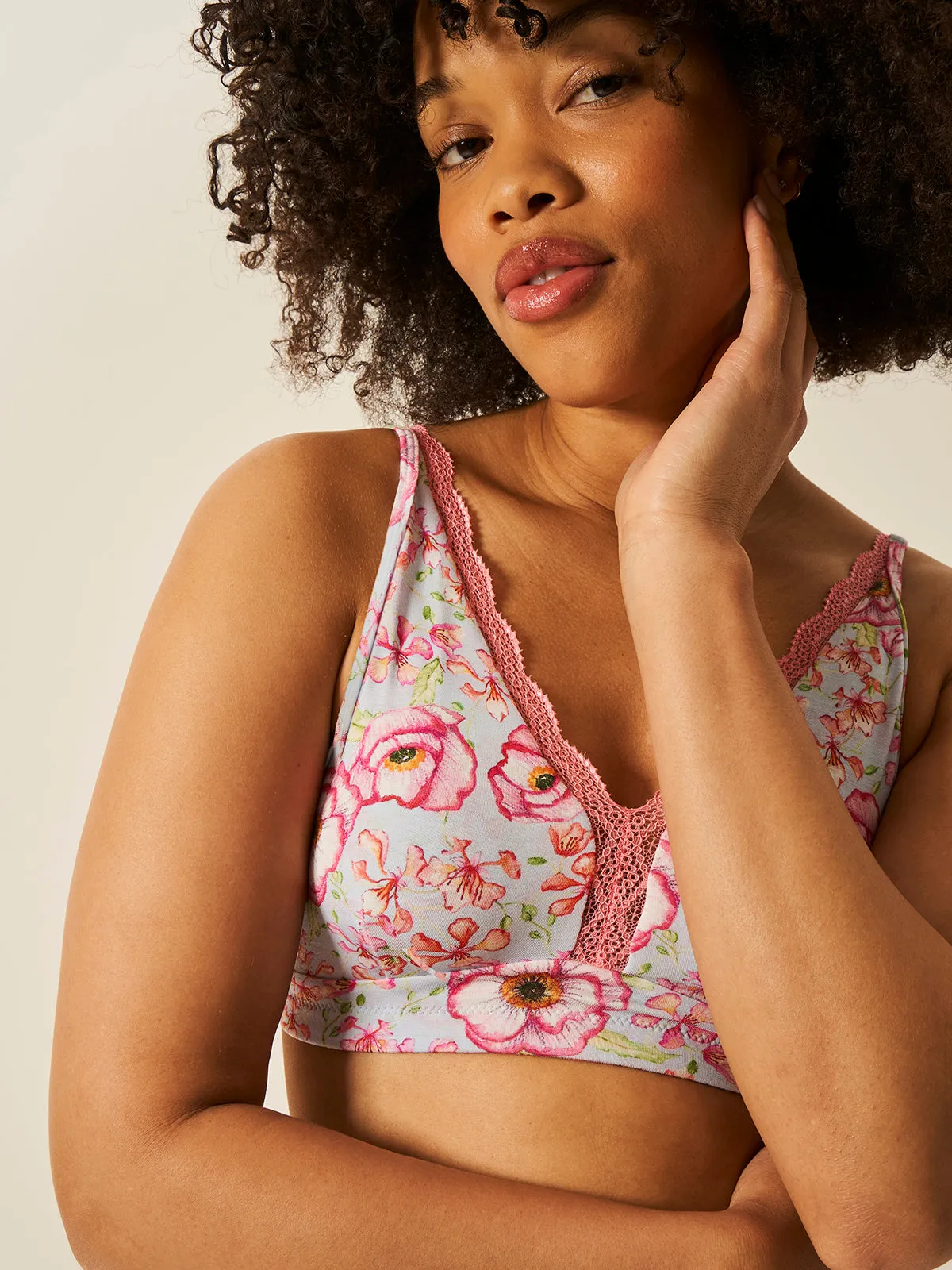 Lace Plunge Bra - Pastel Poppy sold by Stripe & Stare product image thumbnail 3