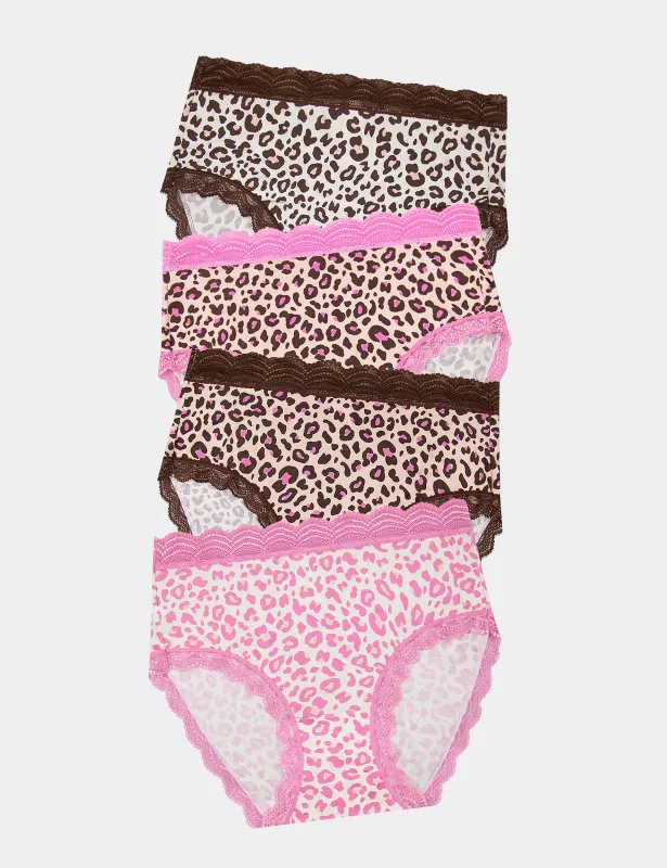 High Rise Knicker Four Pack - Liquorice Leopard sold by Stripe & Stare