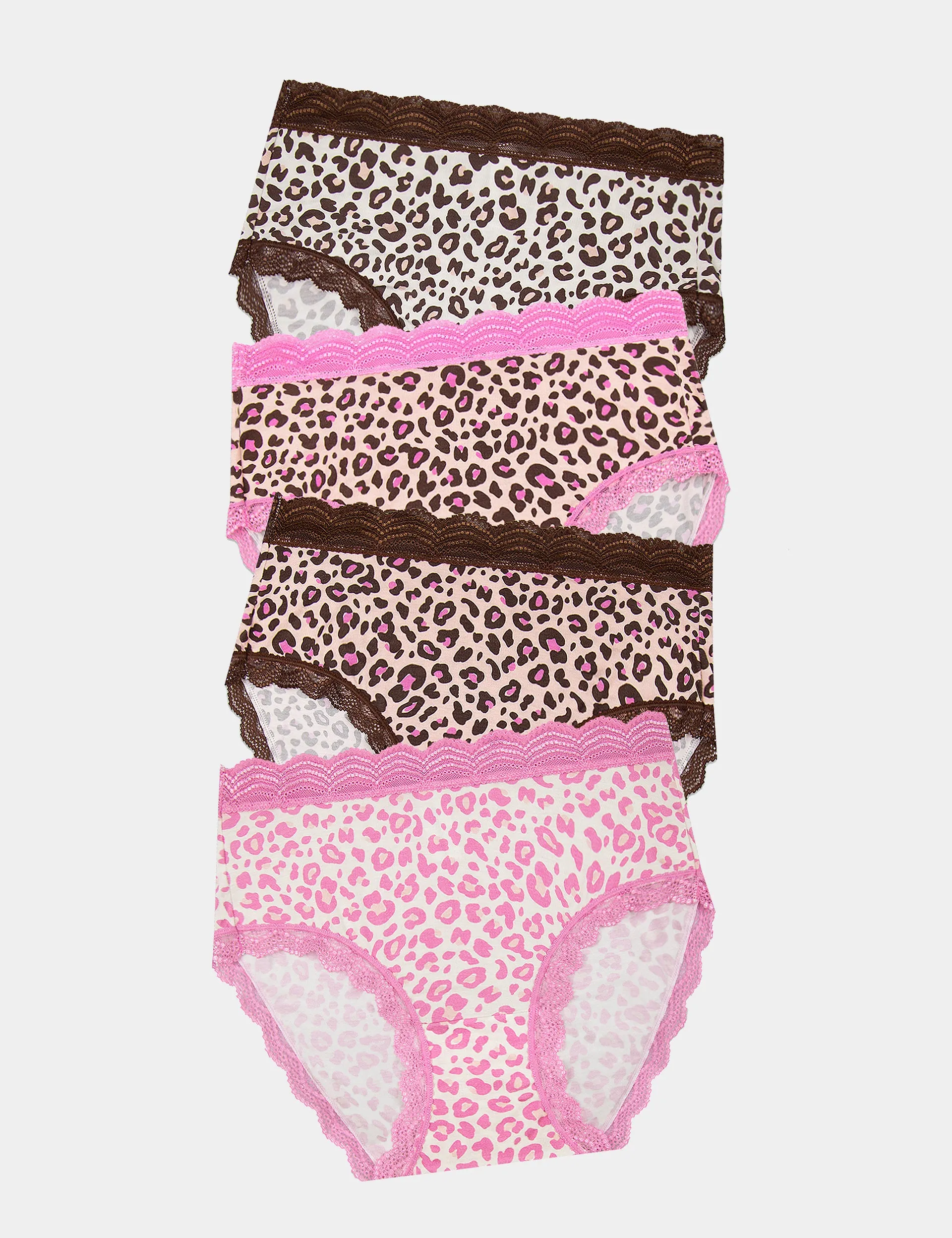 High Rise Knicker Four Pack - Liquorice Leopard sold by Stripe & Stare