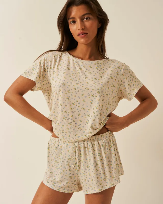 T-shirt & Bed Short Set -  Summer Lemon sold by Stripe & Stare