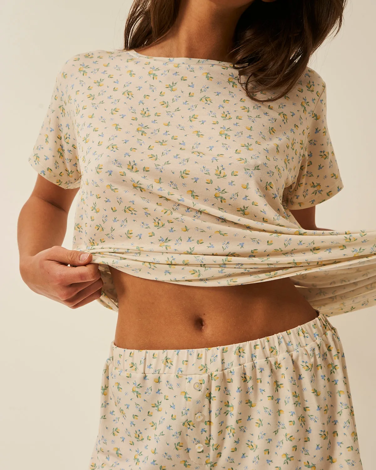 T-shirt & Bed Short Set - Summer Lemon sold by Stripe & Stare product image thumbnail 2