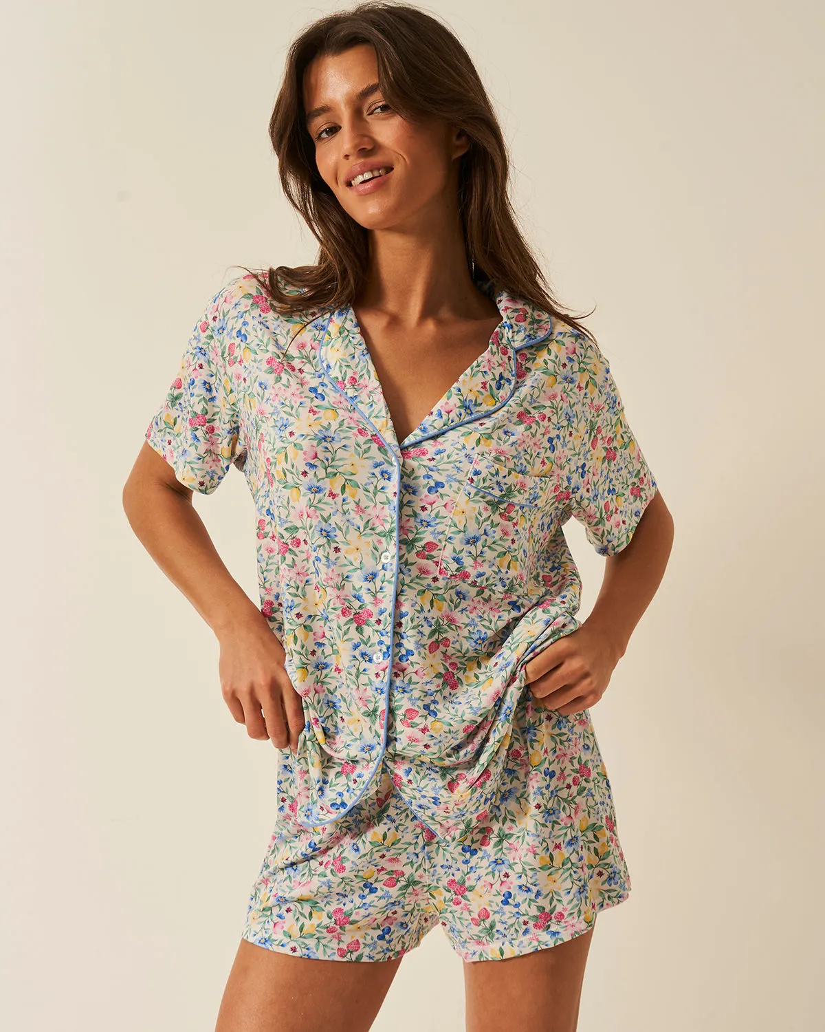 Short Pyjama Set - Summer Garden sold by Stripe & Stare