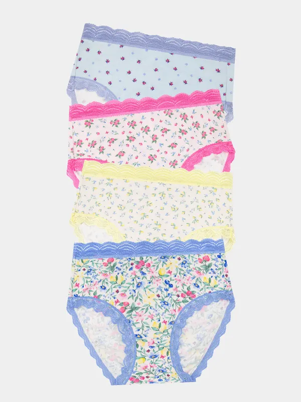 High Rise Knicker Four Pack - Summer Garden sold by Stripe & Stare