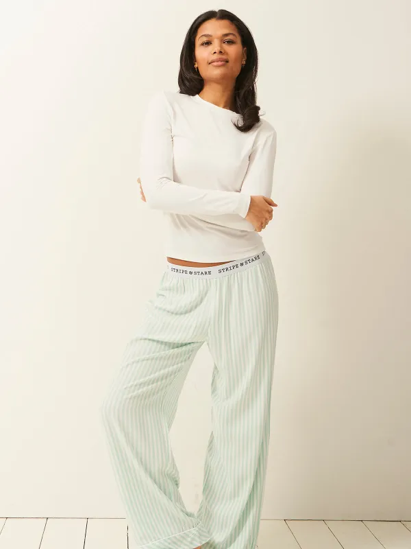 Soft Brushed Woven Pyjama Bottoms - Opal Stripe sold by Stripe & Stare